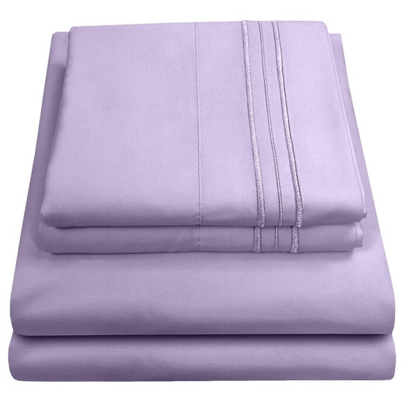 Bed Sheets Set 4 Piece Deep Pocket Full Queen King - Lavender - Picture 2 of 5